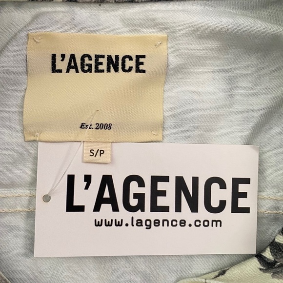 L'Agence Janice Black Rose Floral Print Cropped Denim Jean Trucker Jacket Small - Picture 3 of 16